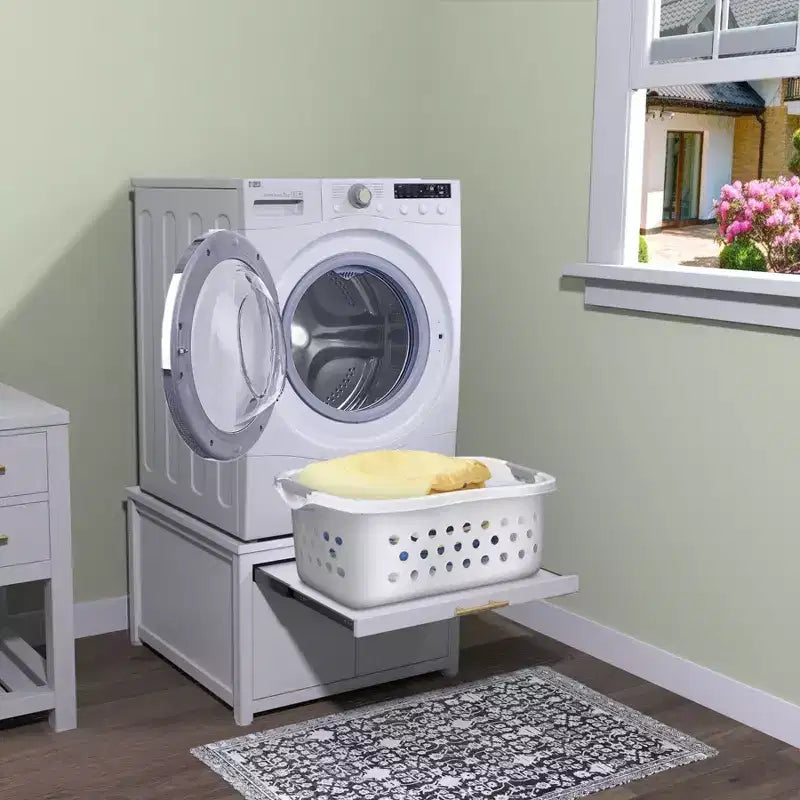 Socle pour laveuse et sécheuse en métal robuste noir/blanc – Unité simple, anti-vibration