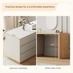 Bureau d'angle blanc de 140,2 cm avec 6 tiroirs de rangement