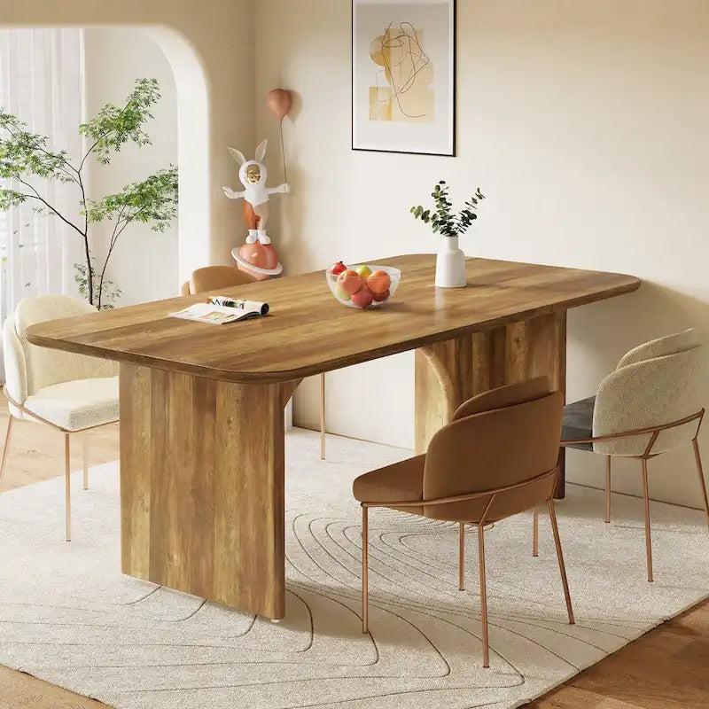 Grande table de salle à manger de 160 cm pour 4 à 6 personnes, table de cuisine rectangulaire moderne