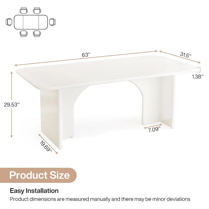 Grande table de salle à manger de 160 cm pour 4 à 6 personnes, table de cuisine rectangulaire moderne