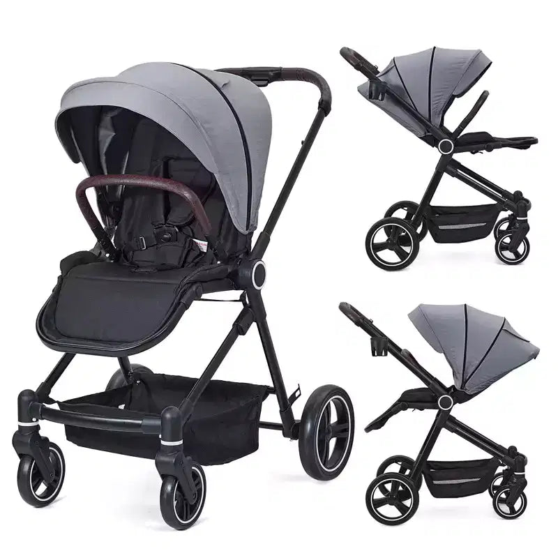 Poussette Bébé, Poussette Pliante - Poussette Haute pour Nouveau-né et Tout-petit, Landau Convertible avec Dossier Réversible