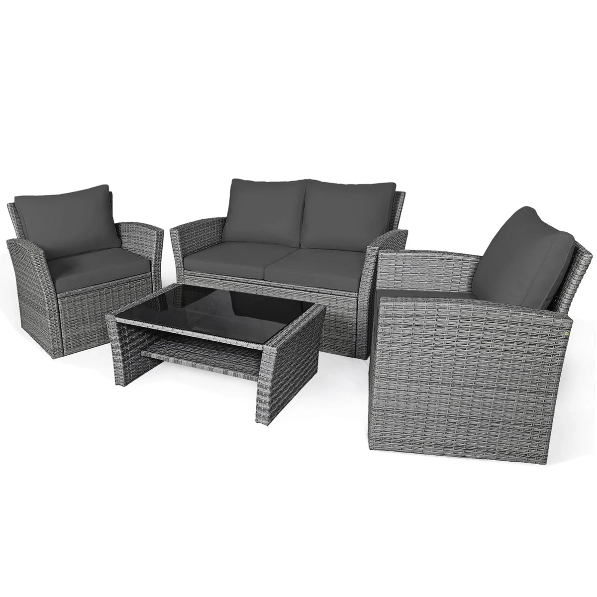 Ensemble de 4 pièces de canapé de patio avec table basse, salon de jardin