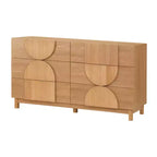 Commode géométrique moderne à 6 tiroirs, buffet de rangement large à demi-cercle pour chambre et salon
