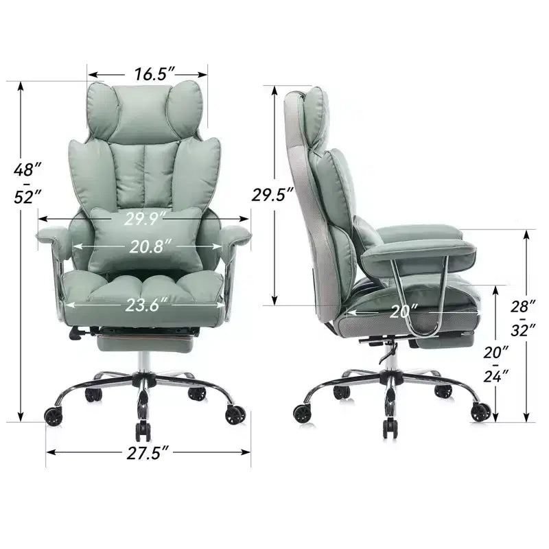 Efomao Chaise de Bureau Ergonomique 400 lbs, Grande Chaise d'Ordinateur en Cuir PU pour Personnes de Grande Taille, Fauteuil de Direction avec Repose-Pieds et Soutien Lombaire