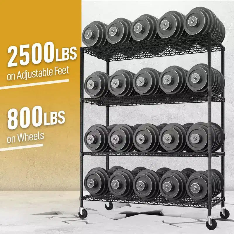 Étagère métallique de rangement robuste avec roulettes, 2500 lb, certifiée NSF