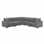 Canapé d'angle modulable en velours côtelé 106 avec accoudoir, rangement, porte-gobelets, chargeur USB et canapé modulaire surdimensionné confortable
