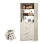 Système de rangement de placard avec tiroirs et étagères en bois