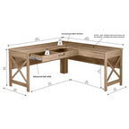 Bureau en L de style ferme moderne Alaska avec tiroir