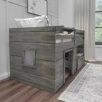 Lit mezzanine bas Max & Lily Modern Farmhouse avec tiroir de rangement, lit en bois massif pour enfants