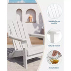 Ensemble de 2 chaises Adirondack pliantes avec table d'appoint, en plastique HDPE imitation bois, capacité de 172 kg, ensemble d'extérieur résistant aux intempéries pour patio, terrasse, foyer