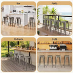 Yaheetech Lot de 4 Tabourets de Bar en Métal sans Dossier Hauteur Comptoir Chaises Empilables
