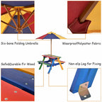 Table de pique-nique pliante Costway pour enfants 4 places avec parasol pour jardin