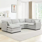 Canapé modulaire moderne 5 places en velours côtelé, surdimensionné, 113,4 po (L) x 79,13 po (l), avec pouf, canapé en U avec coin salon, HYLEORY