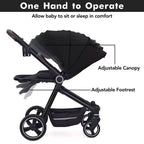 Poussette Bébé, Poussette Pliante - Poussette Haute pour Nouveau-né et Tout-petit, Landau Convertible avec Dossier Réversible