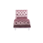 Chaise longue inclinable en velours capitonnée avec oreiller et pieds en acrylique