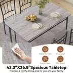 Ensemble de salle à manger rectangulaire Dyonery pour 4 personnes, table de cuisine 5 pièces et 4 chaises, ensemble de table de salle à manger, ensemble de table de cuisine compact pour petit espace