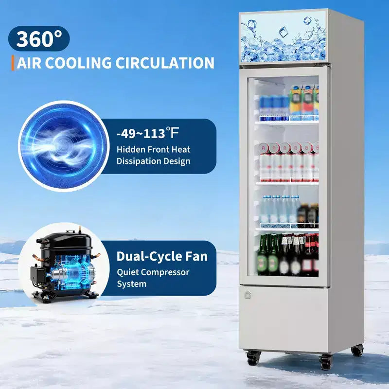 Réfrigérateur à boissons COZONY avec porte vitrée, glacière commerciale de 6,1 pi³ avec boîte lumineuse, sans givre pour bar, restaurant, magasin