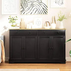 Buffet bas HOMCOM avec rangements, Meuble de cuisine moderne avec 4 portes, 2 tiroirs et 2 étagères réglables, Meuble de bar à café