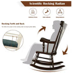Costway Lot de 2 chaises à bascule en bois, finition brillante, blanc/café