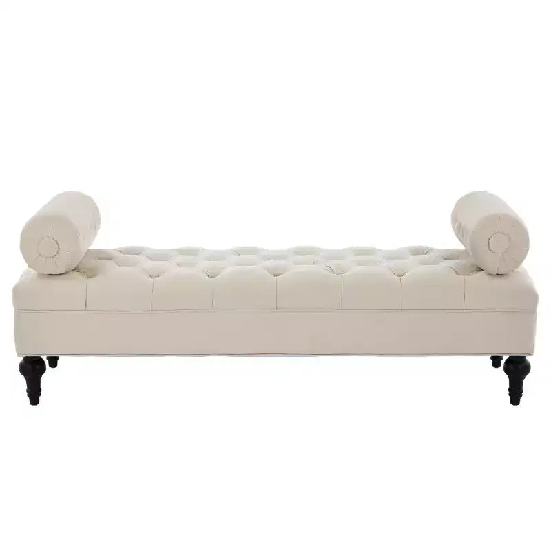 Banc de bout de lit moderne pour chambre à coucher, banc de fenêtre rembourré en velours avec 2 oreillers détachables pour salon ou entrée - Panipeachy