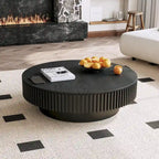 Table basse/de salon ronde moderne plaquée en bois massif avec rangement