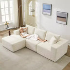 Canapé moderne 108, canapé 3 places rembourré en forme de L avec oreillers, canapé à assise profonde, aucun assemblage requis