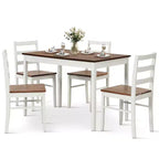 Costway Ensemble repas 5 pièces Bois massif Mobilier de cuisine avec table rectangulaire et 4 chaises Naturel/Café/Gris