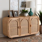 Meuble de rangement 3 portes en rotin naturel Bohème Evania