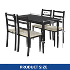 Ensemble de salle à manger de ferme Moasis avec 4 chaises, table à manger rectangulaire, style colonne romaine pour la cuisine