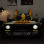 GDFStudio Fauna Lit pour enfant double taille en forme de voiture de course moderne avec phares LED