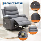 Fauteuil inclinable releveur avec massage et chauffage, fauteuils inclinables électriques surdimensionnés, siège de cinéma maison avec 2 porte-gobelets latéraux, fauteuil simple inclinable à bascule