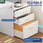 Bureau d'angle en L de 165 cm avec LED RVB, support d'écran et armoire de rangement – 1 personne | Blanc / Chêne / Gris anthracite / Noir