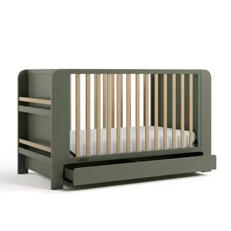 Lit bébé convertible 4-en-1 avec tiroir et étagères amovibles, base de matelas réglable