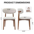Lot de 4 chaises de salle à manger, chaises de salle à manger modernes du milieu du siècle rembourrées, chaises de cuisine de style campagnard avec siège en tissu rembourré et pieds en bois, beige