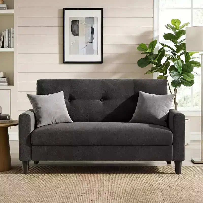 Dyonery 50, canapé Loveseat, 2 places pour bureau et petits espaces, assise profonde de 61 cm, cadre en bois massif certifié FSC, assemblage sans outils