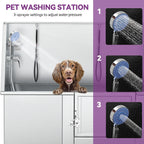 Baignoire de toilettage pour animaux en acier inoxydable de 50 po avec rampe d'accès réglable