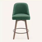 Lot de 4 tabourets de bar pivotants à hauteur de comptoir Bekrvio 26 po avec dossiers et pieds en bois, tabourets de bar rembourrés en tissu lin/similicuir pour îlot de cuisine