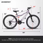VTT Zeus & Ruta 26 avec 21 vitesses, suspension avant, freins en V, cadre en acier au carbone pour adolescents et femmes