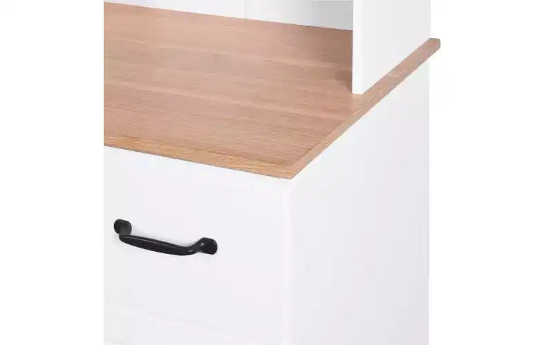 23 Armoires de cuisine en bois, armoire de garde-manger avec portes vitrées et tiroirs, étagères réglables, blanche