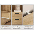 Bibliothèque haute de 72 po avec 4 tiroirs, étagère de rangement autoportante de style campagnard pour chambre à coucher, salon, bureau à domicile