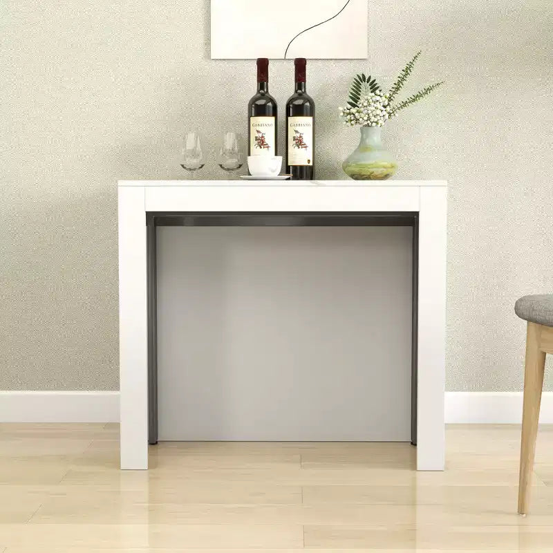 CLIHOME Table à manger extensible moderne multifonctionnelle avec prise, Table extensible peu encombrante avec rangement