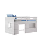 Lit mezzanine bas Max & Lily Modern Farmhouse avec tiroir de rangement, lit en bois massif pour enfants