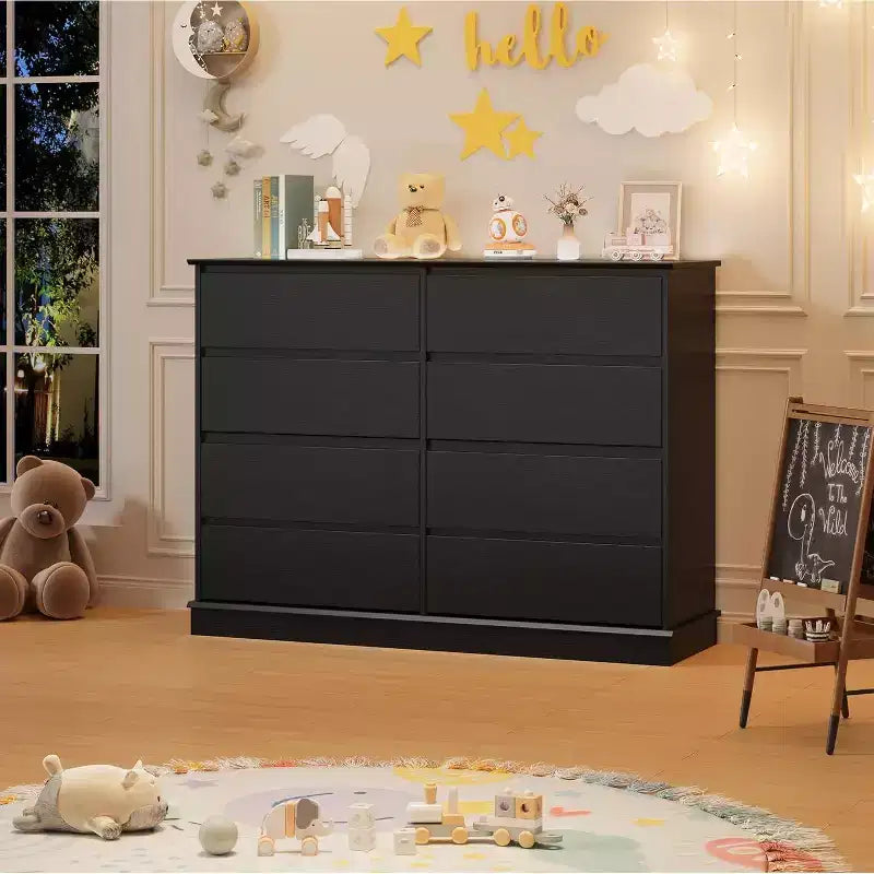 Commode de rangement à 8 tiroirs, coffre à tiroirs profonds, large meuble de rangement pour salon, couloir, chambre d'enfant