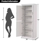 Meuble de rangement de cuisine autoportant, armoire de 178 cm avec portes et étagères réglables
