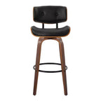 Ensemble de 2 tabourets de bar Lombardi Noyer/Noir - LumiSource : Hauteur fixe, Touffeté, Assise de 30,5, Milieu de siècle