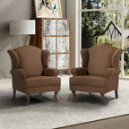 2 fauteuils d'appoint à dossier haut traditionnels, revêtus de tissu