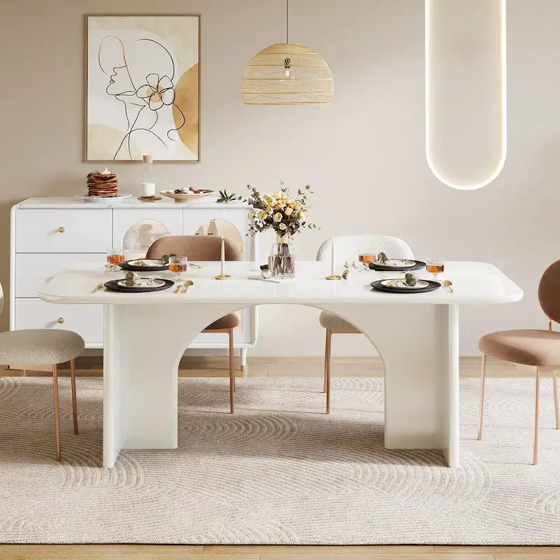 Grande table de salle à manger de 160 cm pour 4 à 6 personnes, table de cuisine rectangulaire moderne