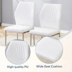 Ensemble de 6 chaises de salle à manger de luxe simples en PU haute résilience avec pieds en métal argenté, chaises d'appoint sans accoudoirs pour cuisine