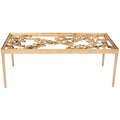 Table basse en feuilles d'or vieil or, 48 L x 24 P x 18 H