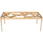 Table basse en feuilles d'or vieil or, 48 L x 24 P x 18 H